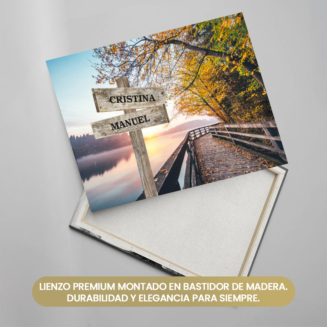 Paseo de Otoño (Color) - Lienzo Personalizado con Nombres