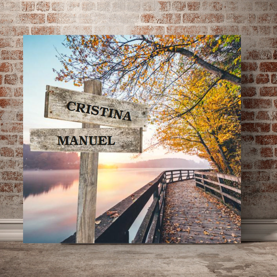 Paseo de Otoño (Color) - Lienzo Personalizado con Nombres