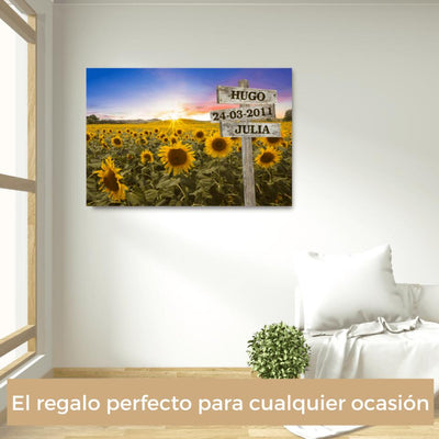 Campo de girasoles - Lienzo Personalizado con Nombres