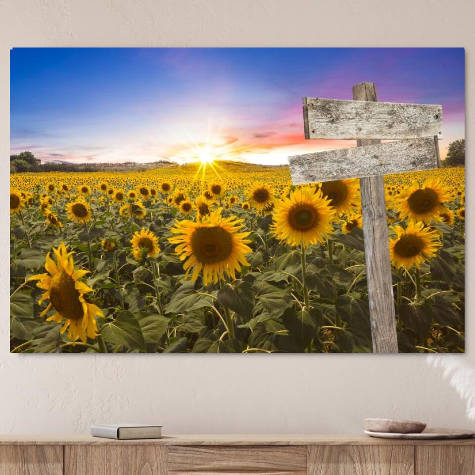 Campo de girasoles - Lienzo Personalizado con Nombres